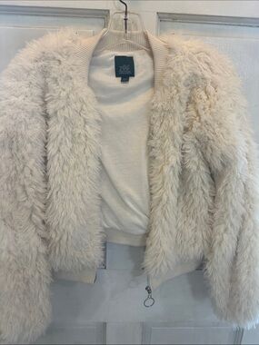 wild fable Cream Faux-Fur Teddy Bomber Jacket